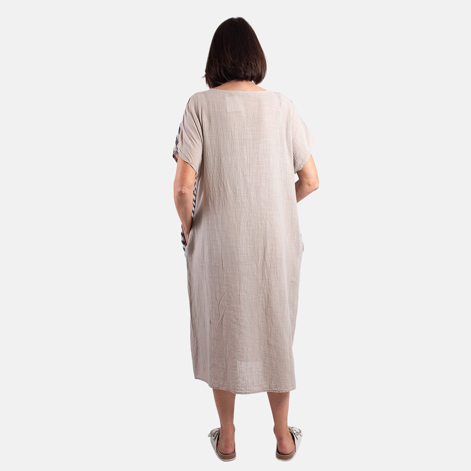 Pure and Natural 100% Cotton Woven Dress (One Size, 8-16) - Green