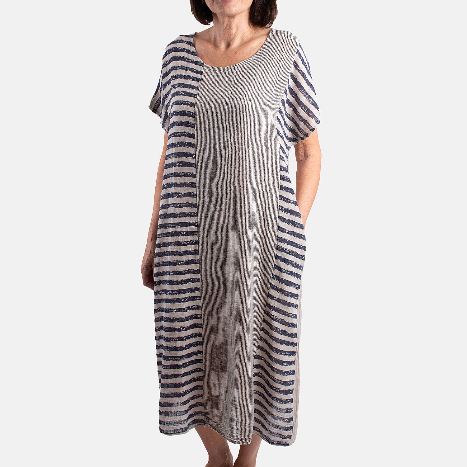 Pure and Natural 100% Cotton Woven Dress (One Size, 8-16) - Green