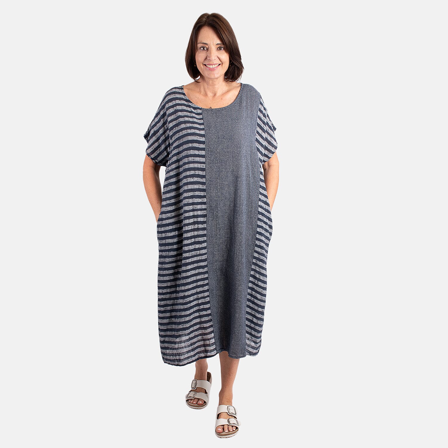 Pure and Natural 100% Cotton Woven Dress (One Size, 8-16) - Black