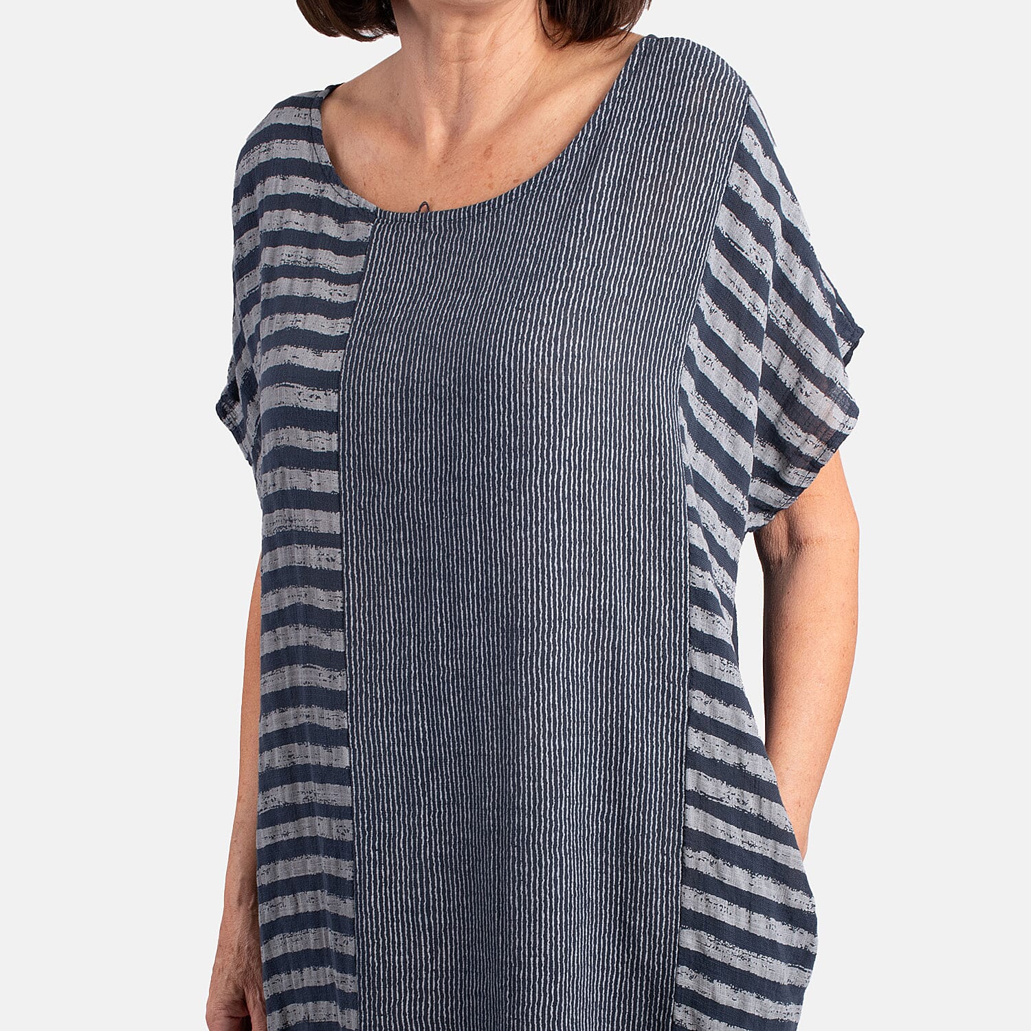 Pure and Natural 100% Cotton Woven Dress (One Size, 8-16) - Black