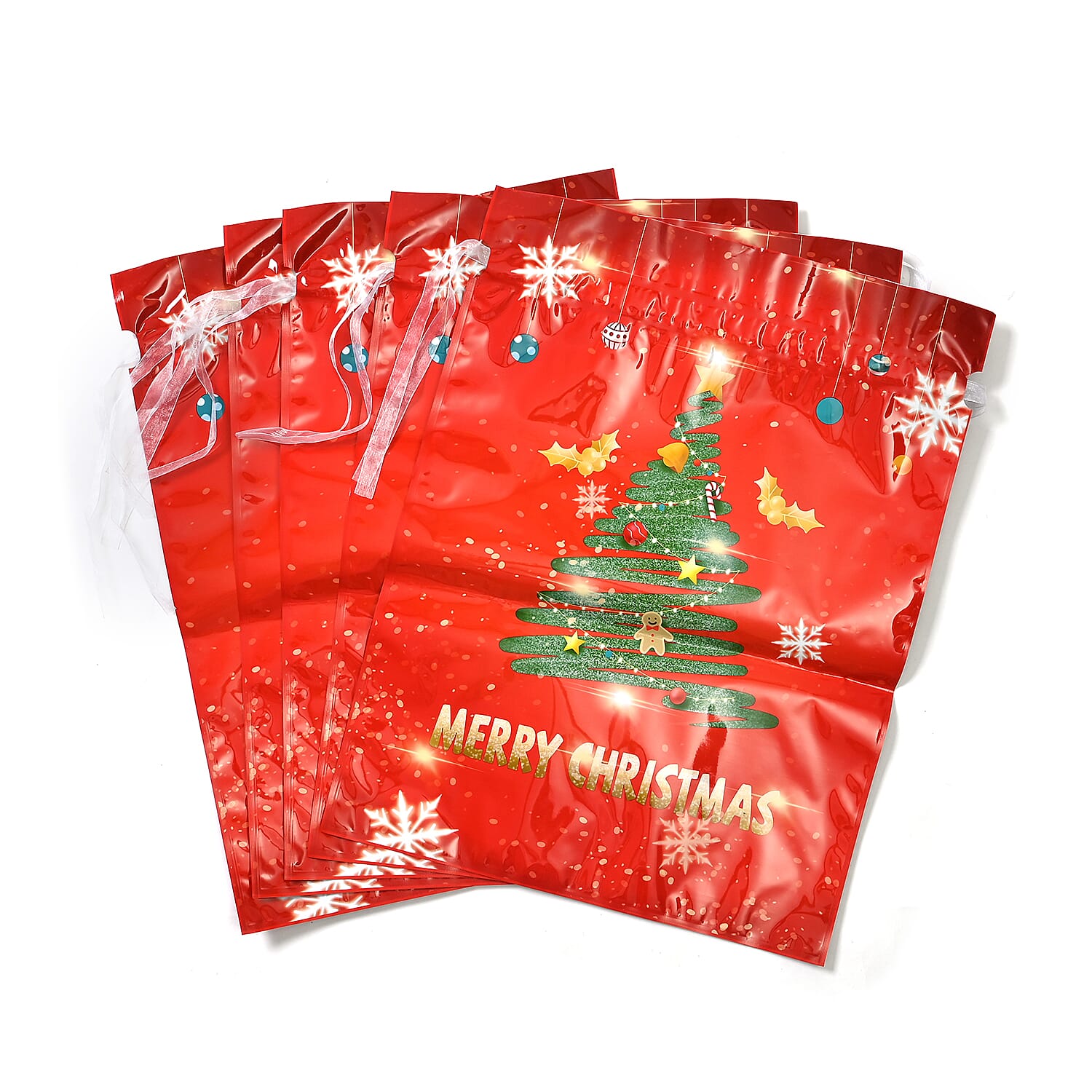 Set of 30  Aluminum Foil Christmas Gift Bags - Multi Color