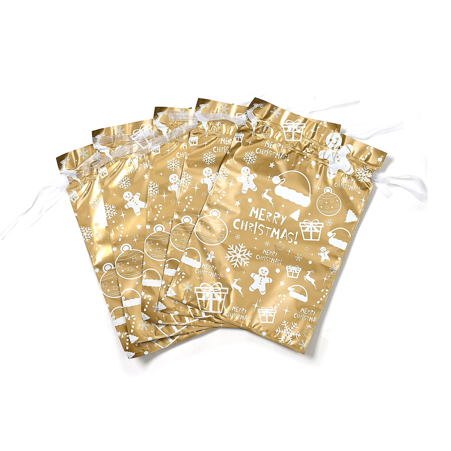 Set of 30  Aluminum Foil Christmas Gift Bags - Multi Color