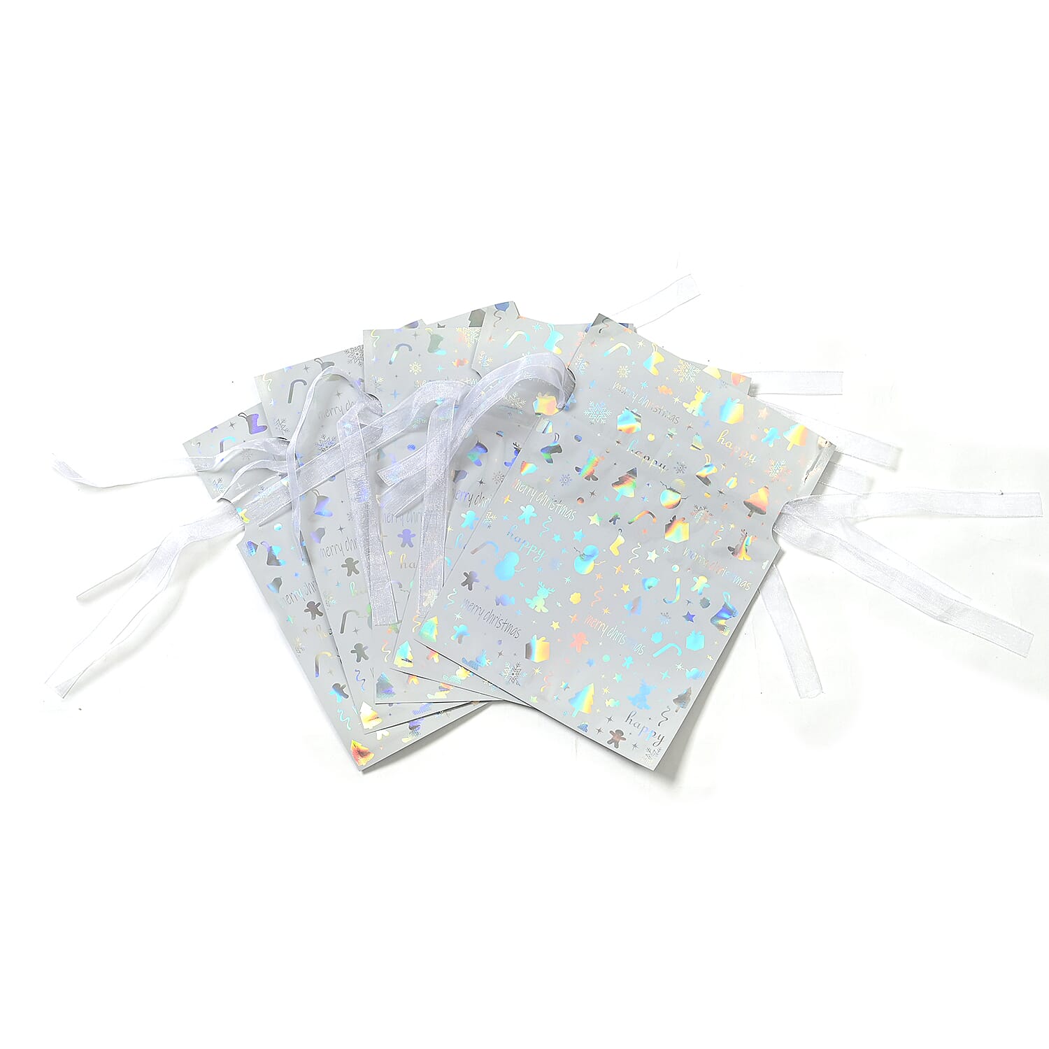 Set of 30  Aluminum Foil Christmas Gift Bags - Multi Color