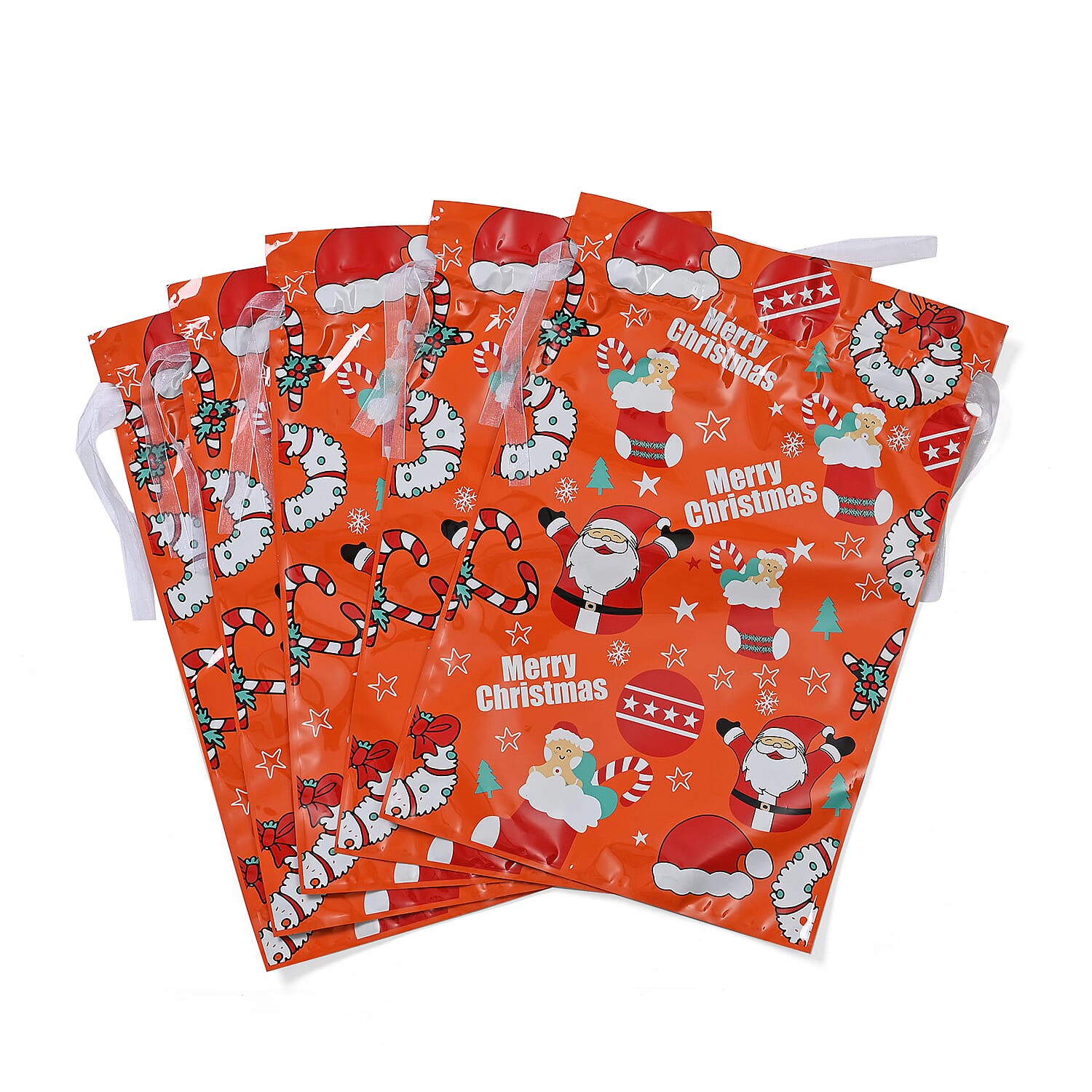 Set Of 30 Aluminum Foil Christmas Gift Bags - Multi Color