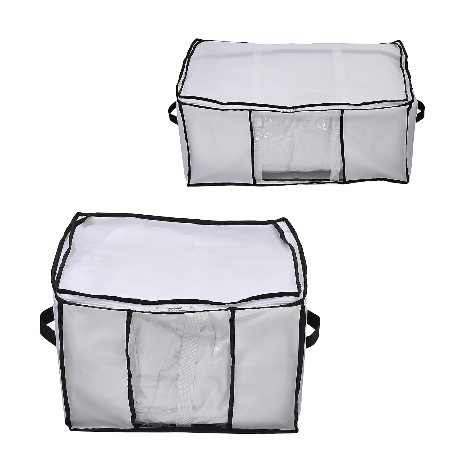 Set of 2 Vacuum Storage Tote Bags (Size 42x40x25 cm) - White & Black