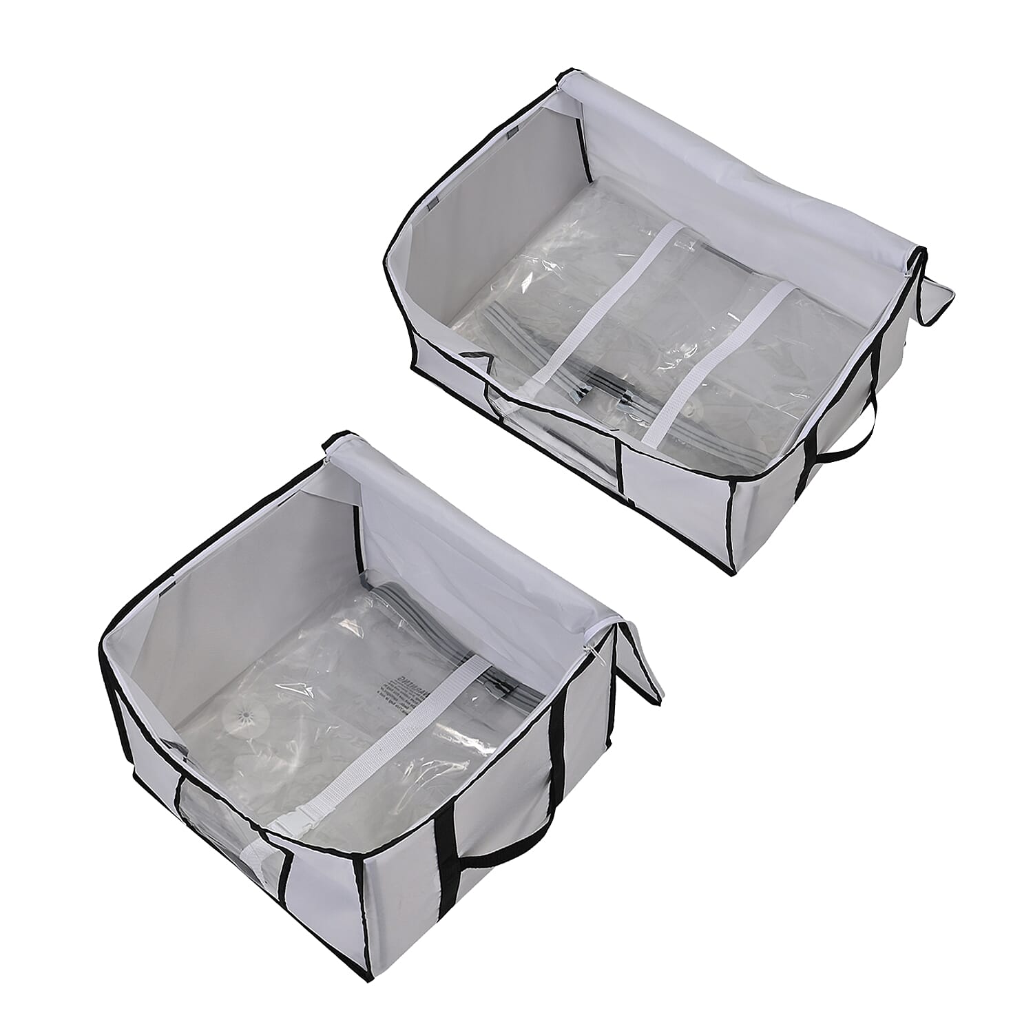 Set of 2 Vacuum Storage Tote Bags (Size 42x40x25 cm) - White & Black