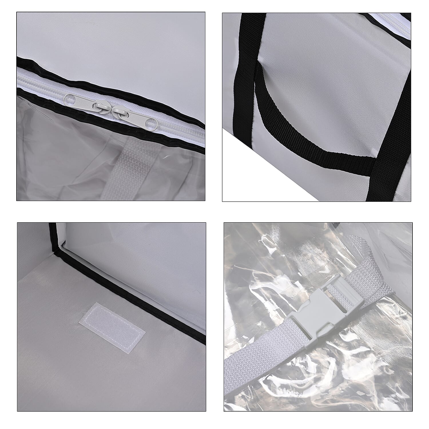 Home Essentials -Set of 2 - Multipurpose Cubic Space Saver Large Storage Box (Size 40x42x25 cm) and (65x50x27)- Black & White