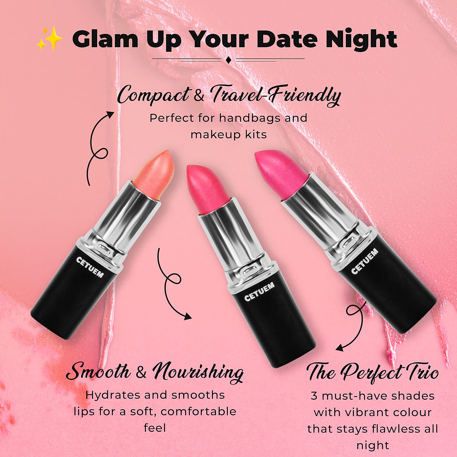 Cetuem Lipstick Trio Bundle Pink (Incl. Shade No. 238,59,192)