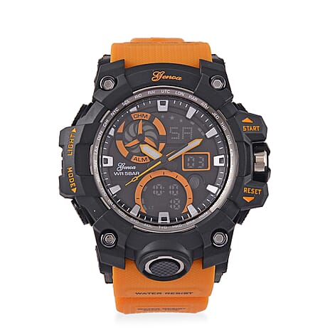 Japanese Mens Watch in Stainless Steel - Orange