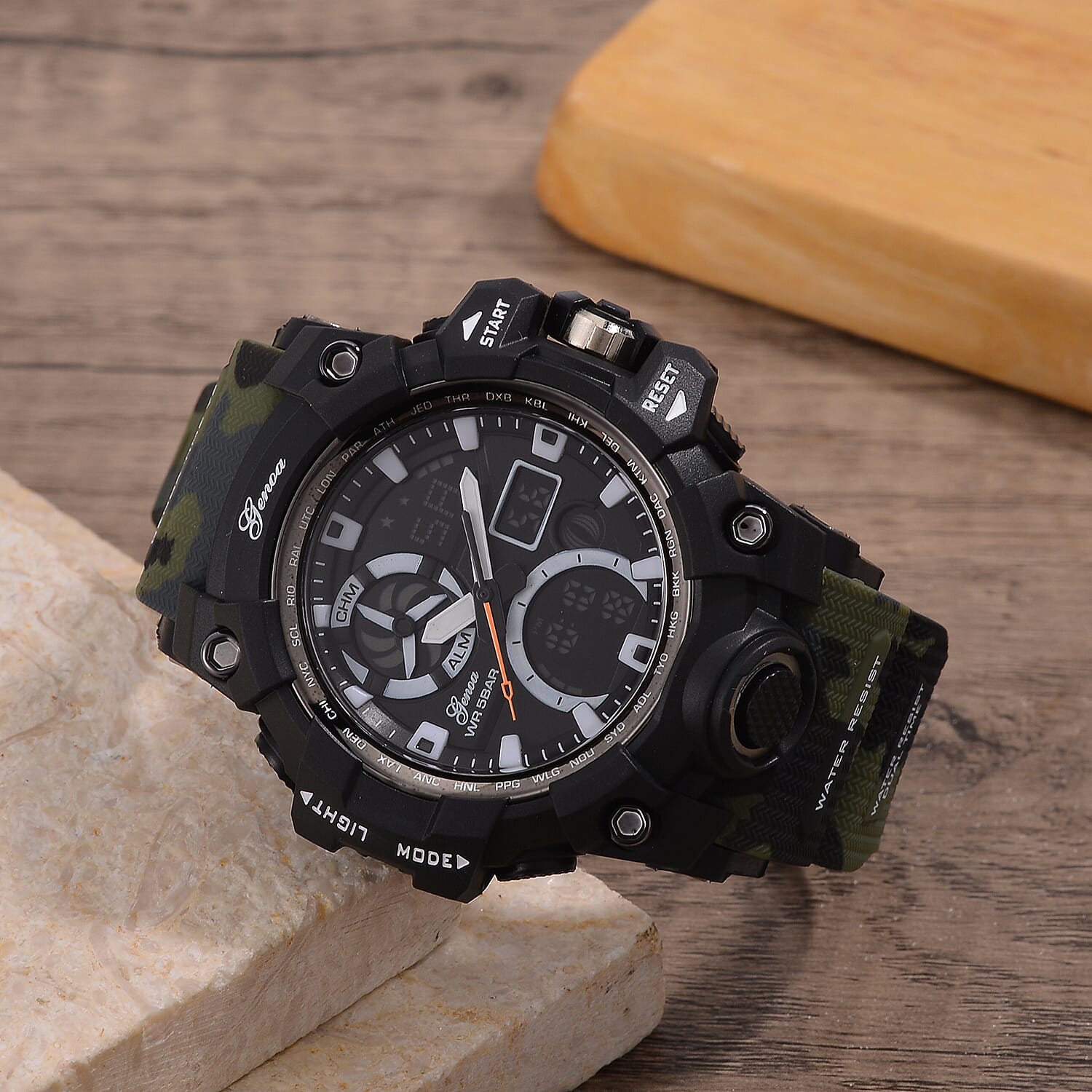 Japanese Mens Watch in Stainless Steel - Camouflage