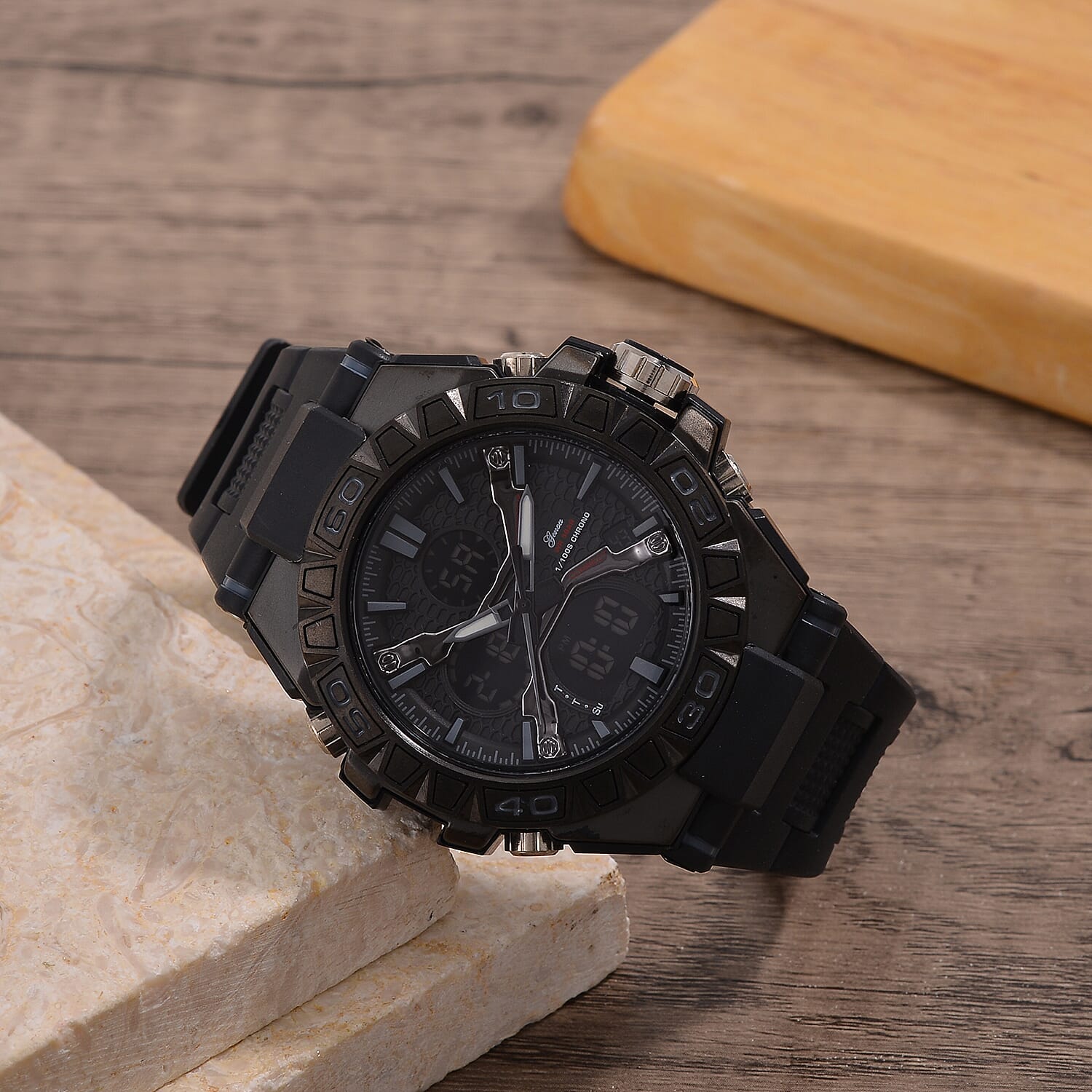 Japanese Mens Watch in Stainless Steel - Orange