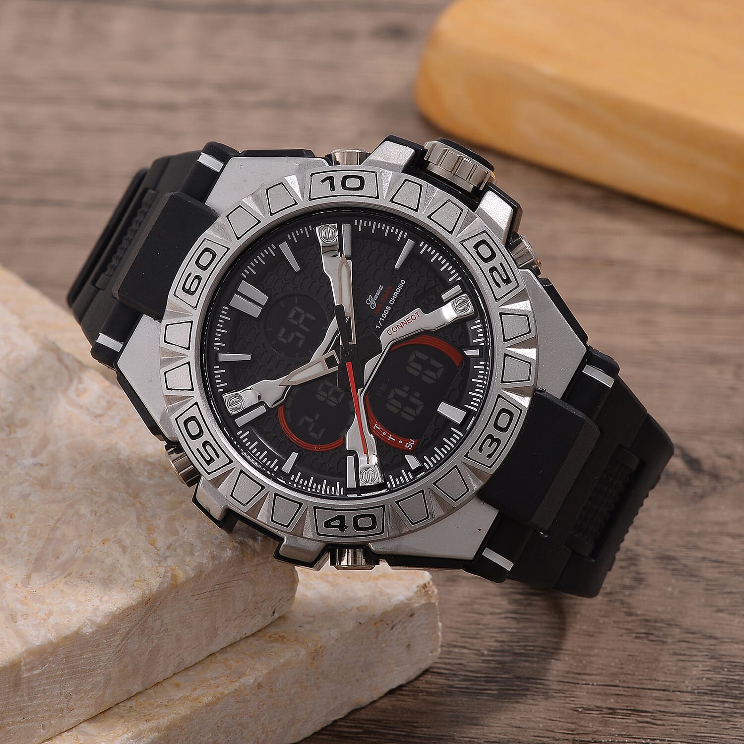 Japanese Mens Watch in Stainless Steel - Orange