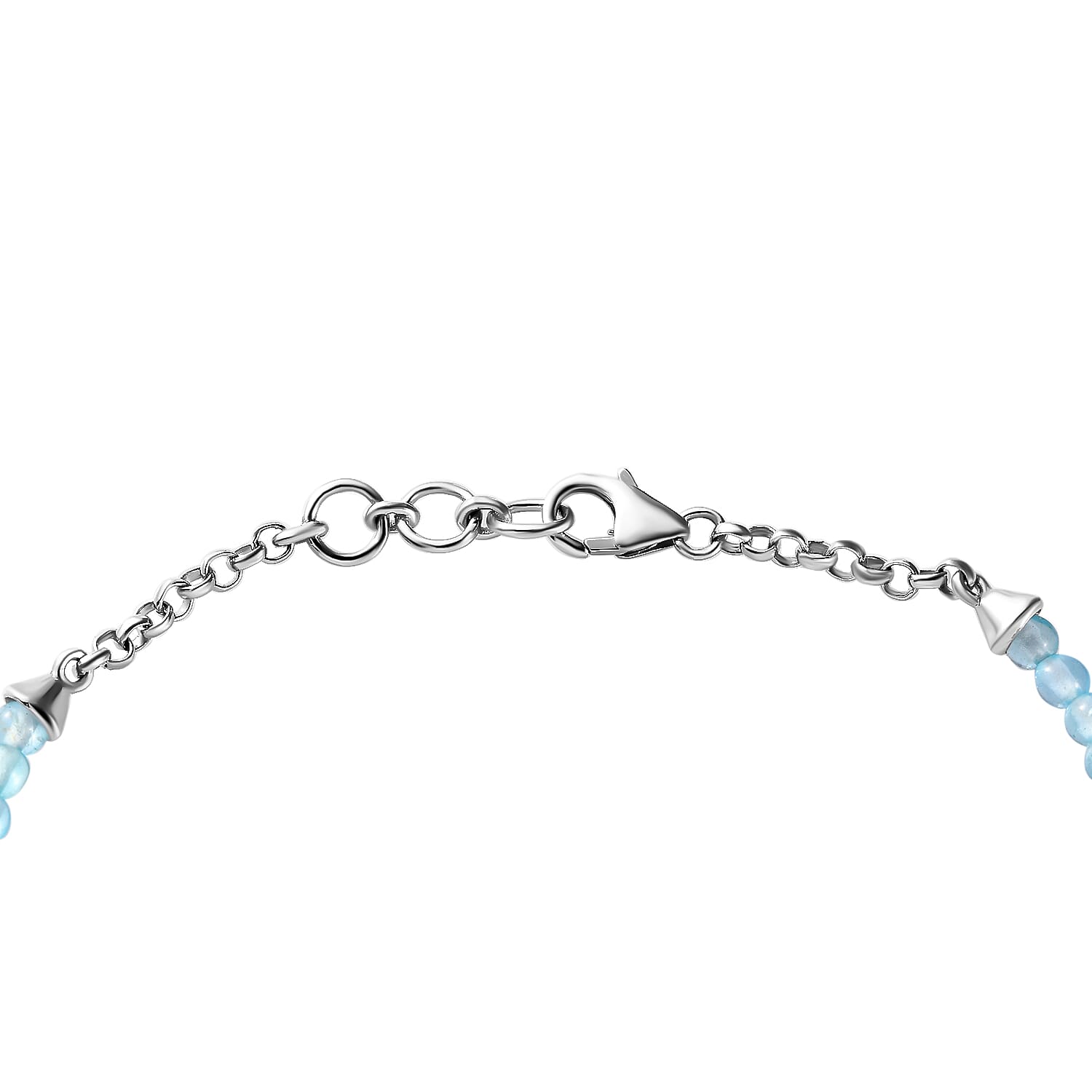GP Sealife Collection - Larimar, Paraiba Apatite & Boi Ploi Black Spinel Bracelet (Size - 7.5) in Rhodium Overlay Sterling Silver 11.06 Ct