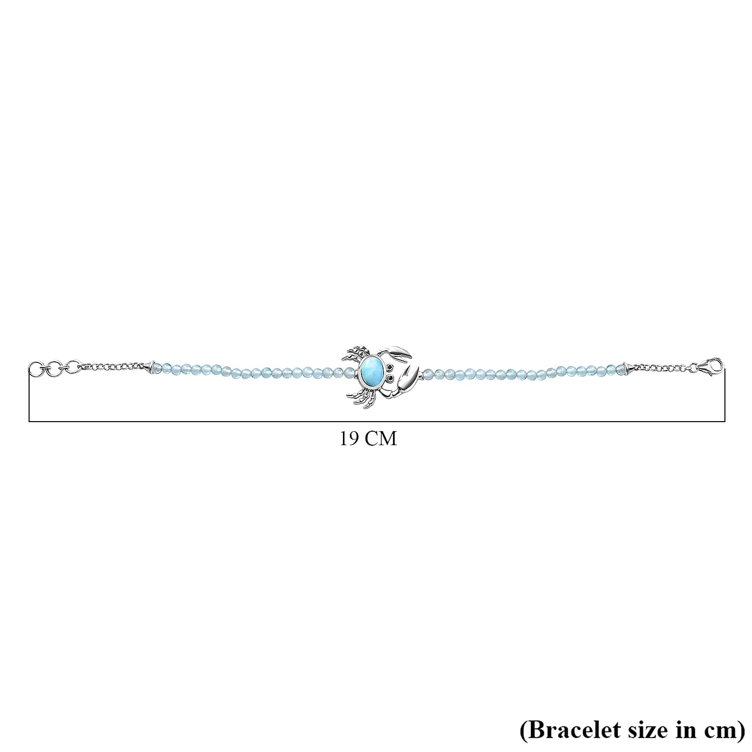 GP Sealife Collection - Larimar, Paraiba Apatite & Boi Ploi Black Spinel Bracelet (Size - 7.5) in Rhodium Overlay Sterling Silver 11.06 Ct