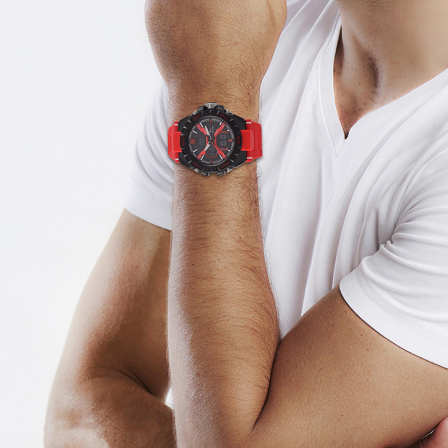 Japanese Mens Watch in Stainless Steel - Orange