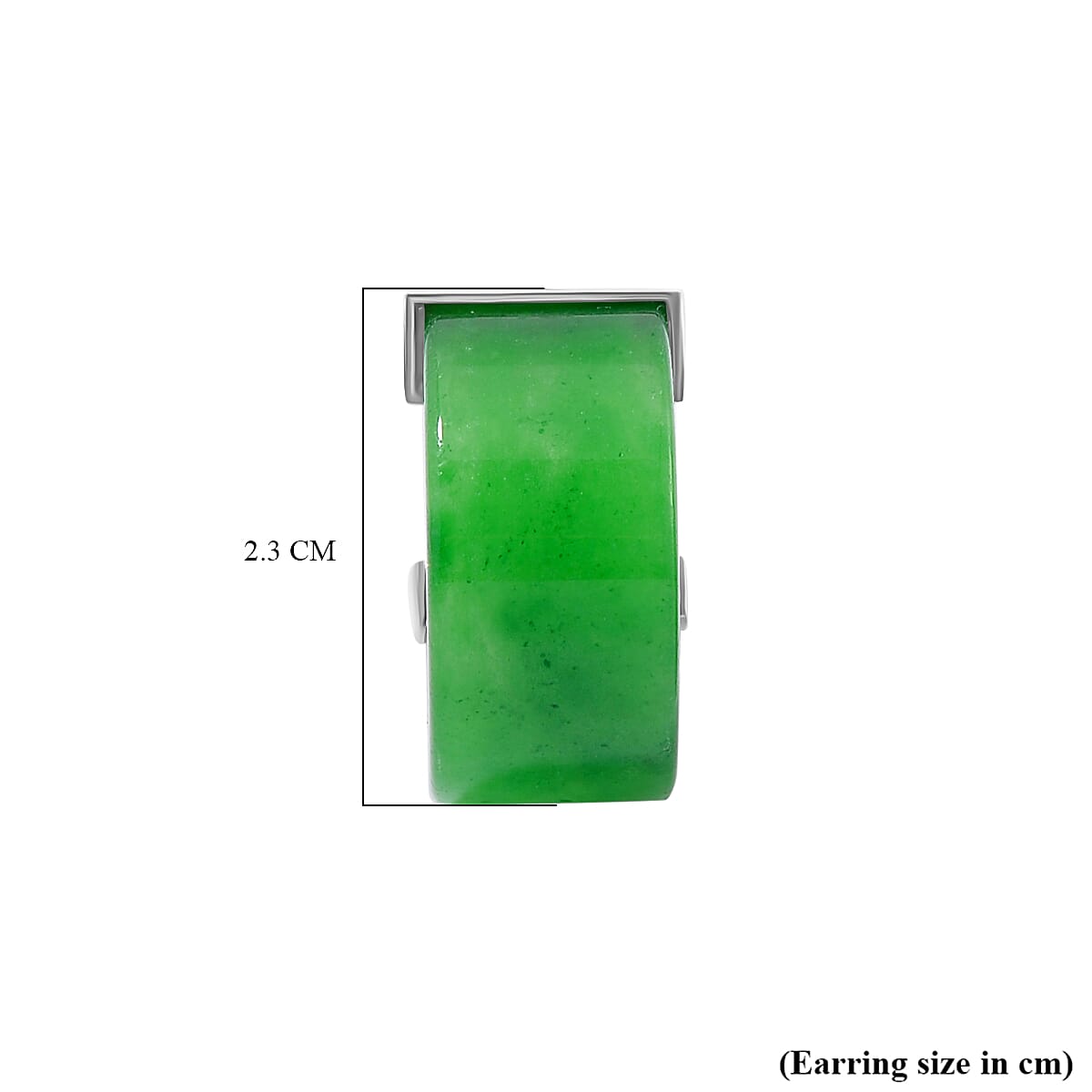 Green Jade Earring in rhodium Sterling Silver 42.00 ct 42.000 Ct.
