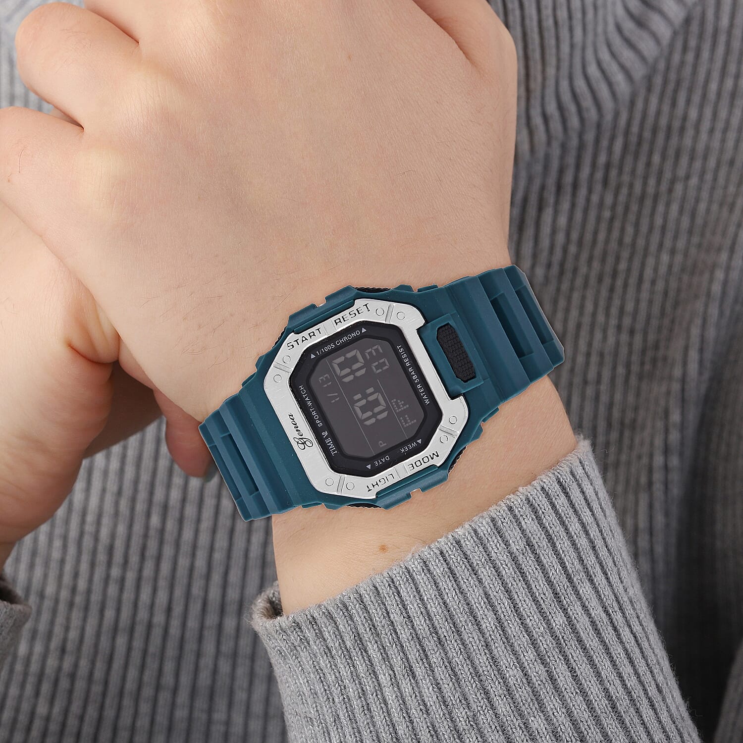 GENOA TIME V2 Electronic Movement with Multifunctional LED Dial Watch - Black