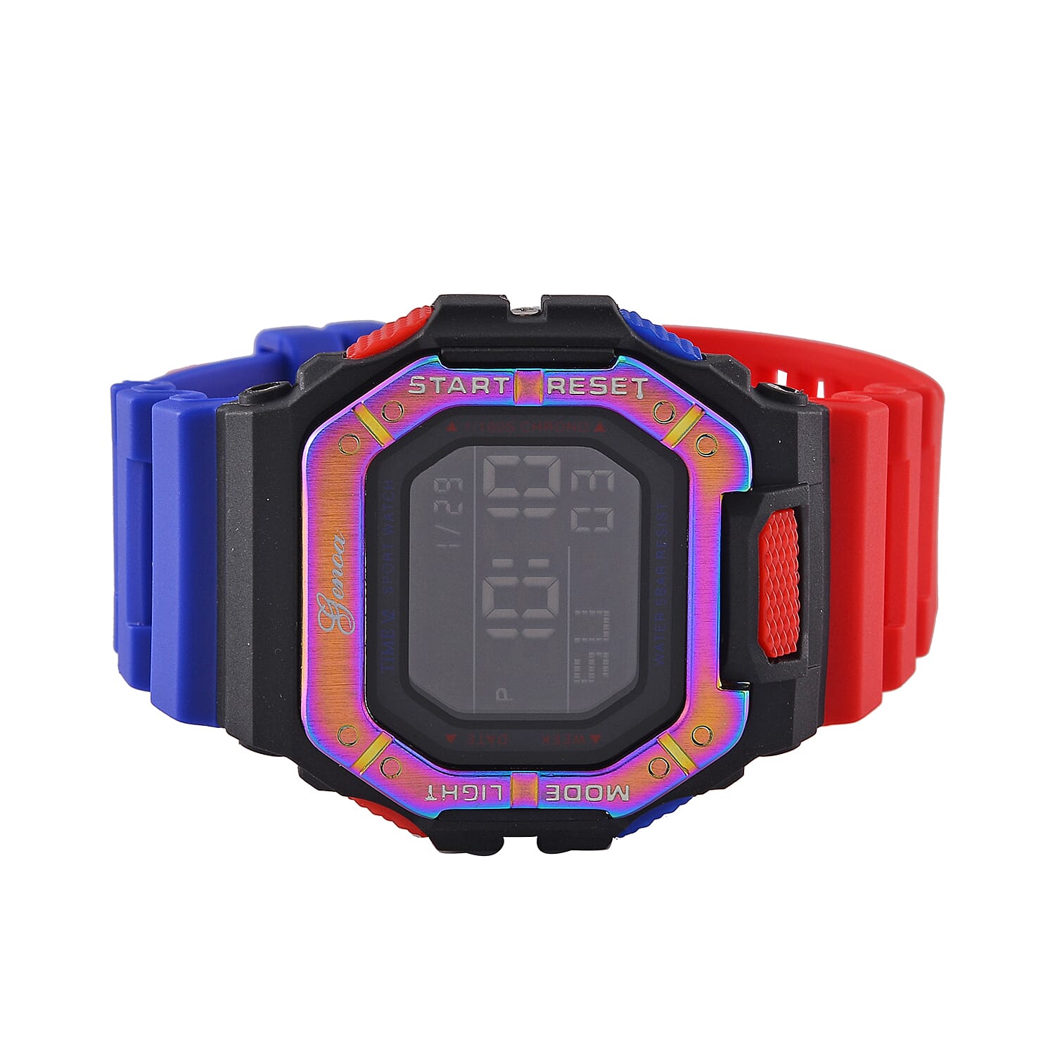 GENOA TIME V2, Electronic Movement Watch Multifunctional LED Dial Displaying Time, Week, Date, Stopwatch, Night Light, & Alarm Clock 5ATM Water-Resistant