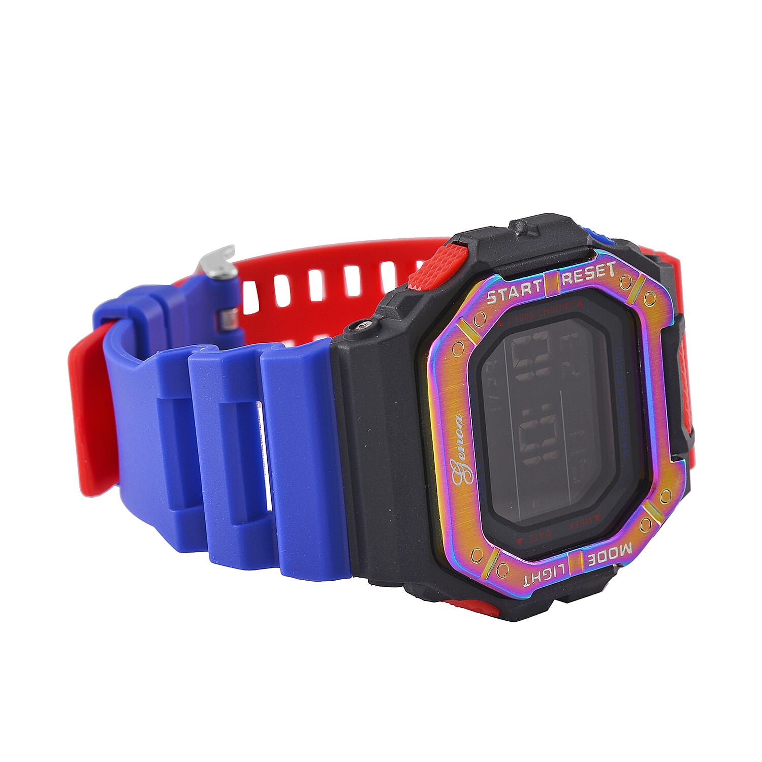 GENOA TIME V2, Electronic Movement Watch Multifunctional LED Dial Displaying Time, Week, Date, Stopwatch, Night Light, & Alarm Clock 5ATM Water-Resistant