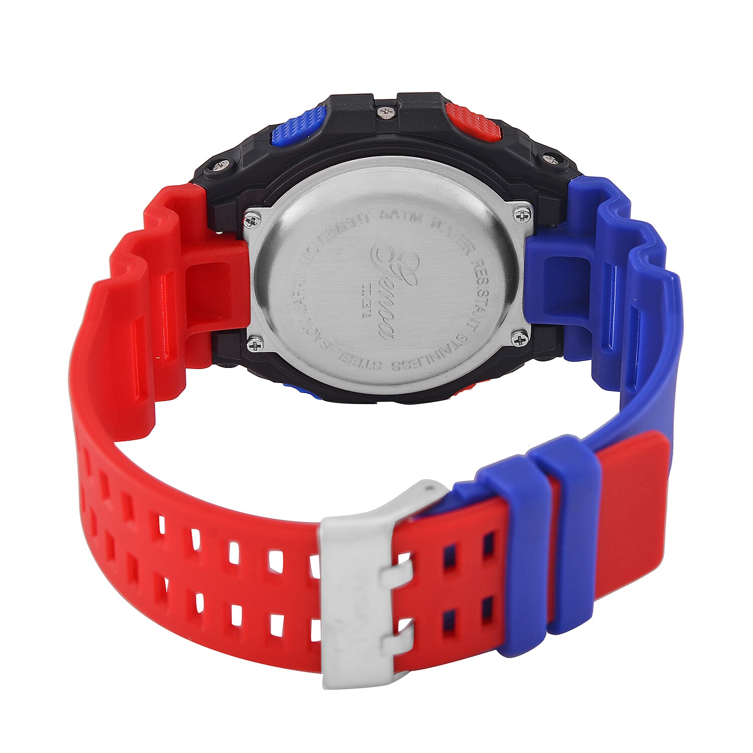 GENOA TIME V2, Electronic Movement Watch Multifunctional LED Dial Displaying Time, Week, Date, Stopwatch, Night Light, & Alarm Clock 5ATM Water-Resistant