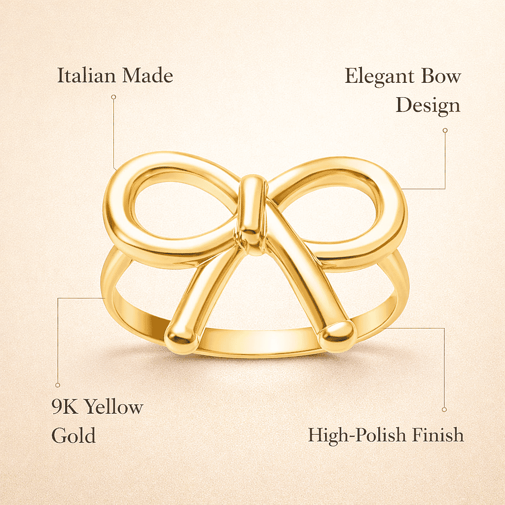 Maestro Collection - Italian Made Deal 9K Yellow Gold Bow Ring