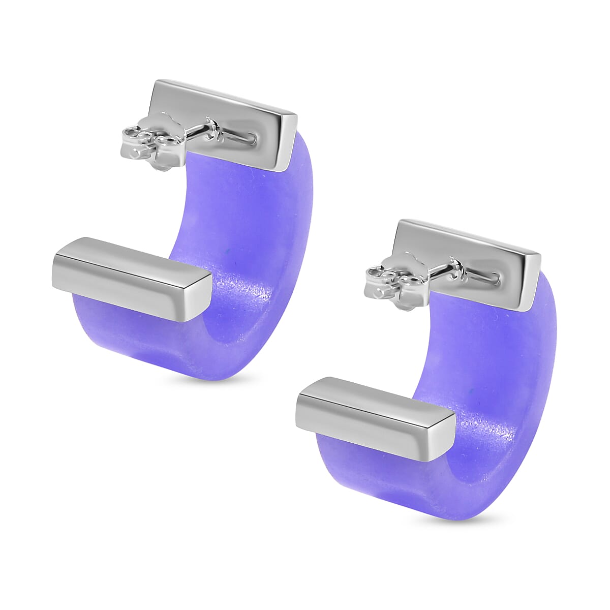 Rare Find -Purple Jade Earring in rhodium Sterling Silver 42.00 ct.