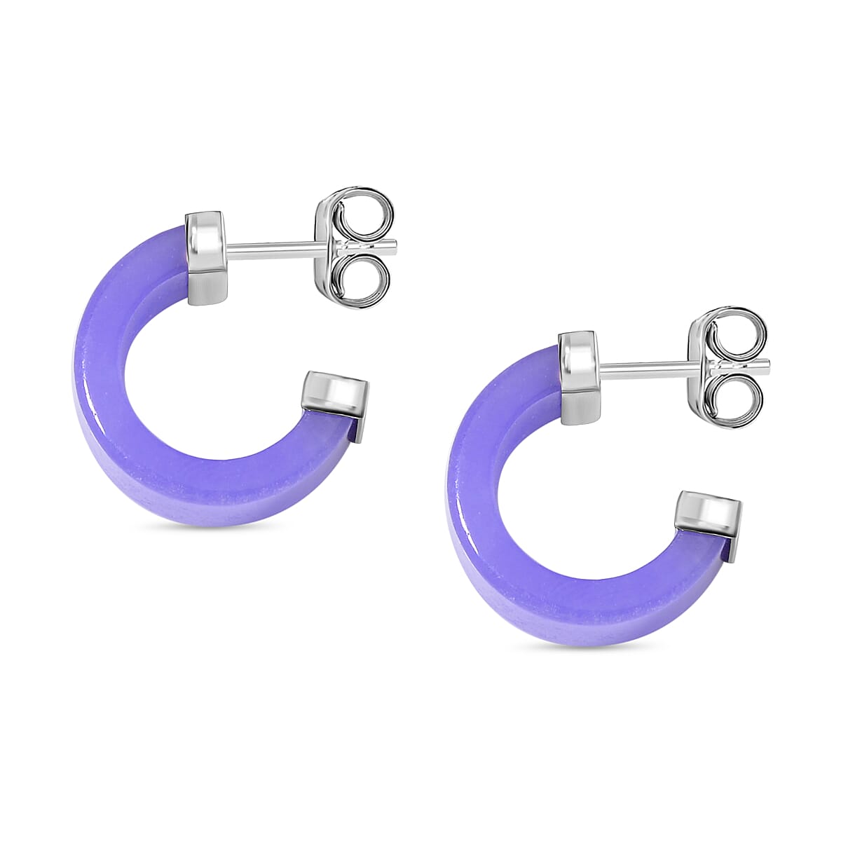 Rare Find -Purple Jade Earring in rhodium Sterling Silver 42.00 ct.