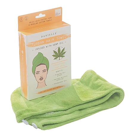 Danielle Hemp Oil Infused Turban Hair Towel - Green