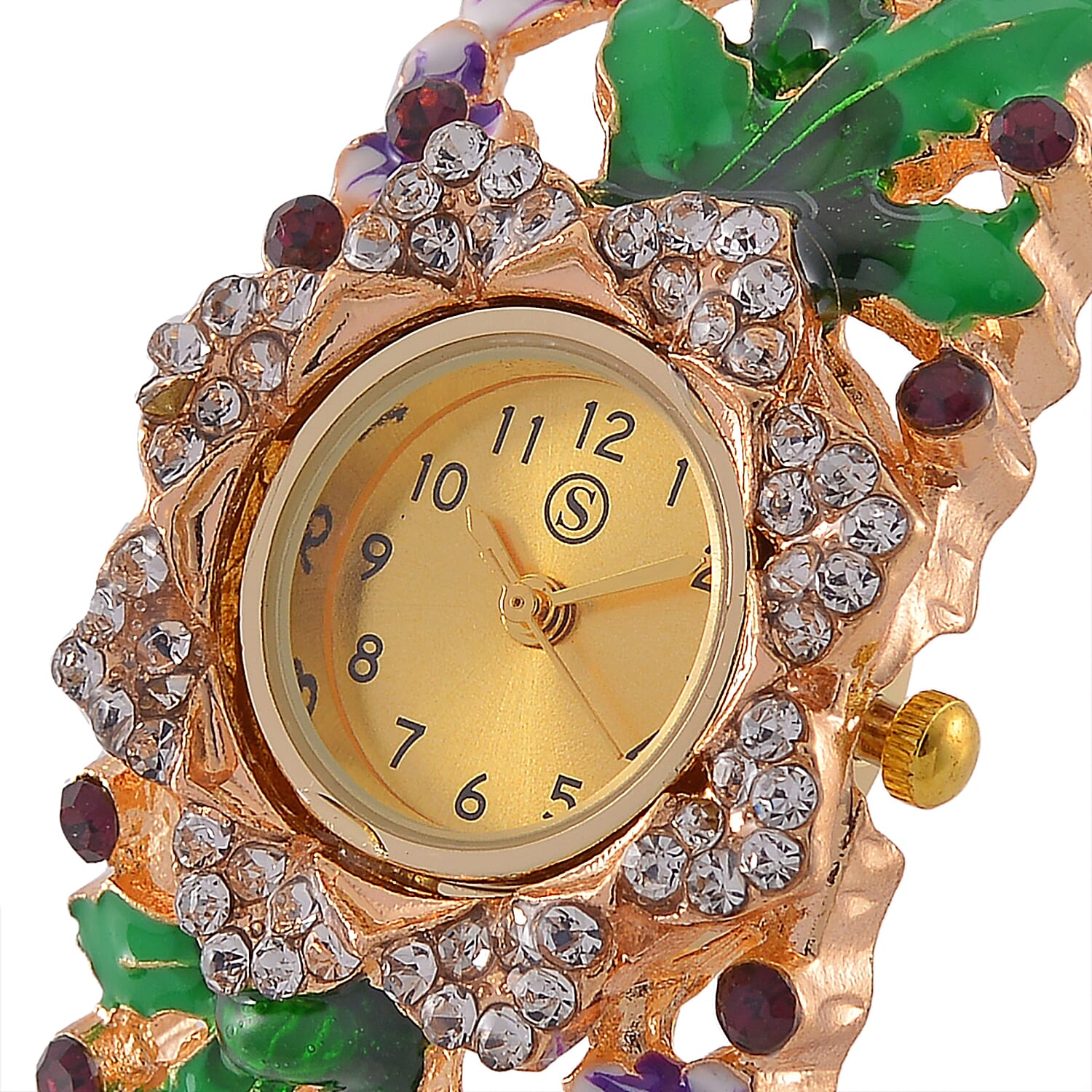 Strada Multi Colour Enameled Crystal Watch - Purple