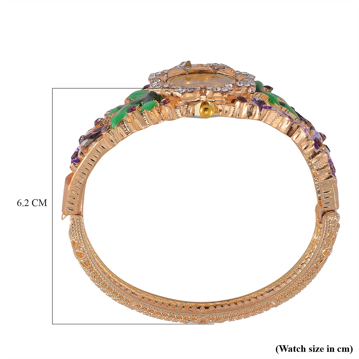 Strada Multi Colour Enameled Crystal Watch - Purple