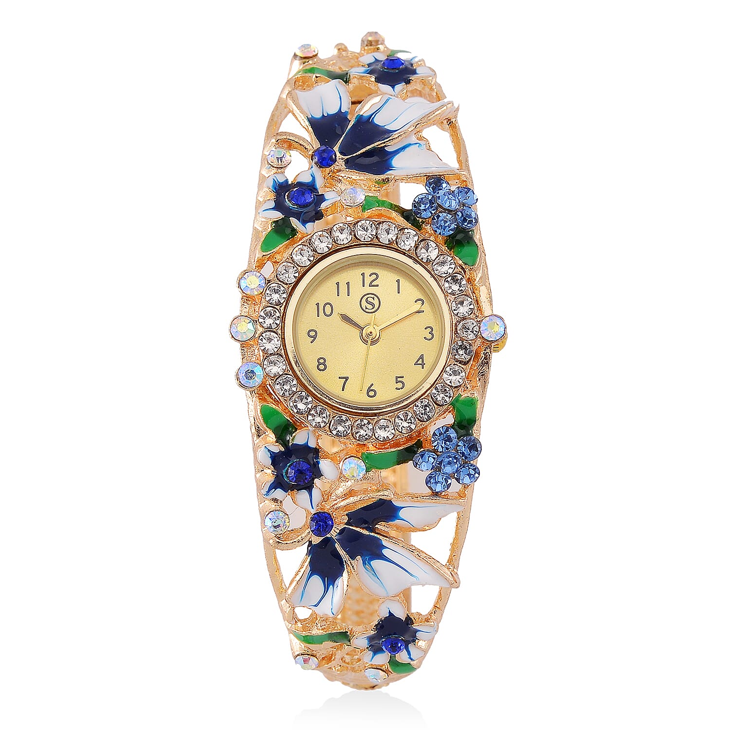 Strada Multi Colour Enameled Crystal Watch - Navy Multi