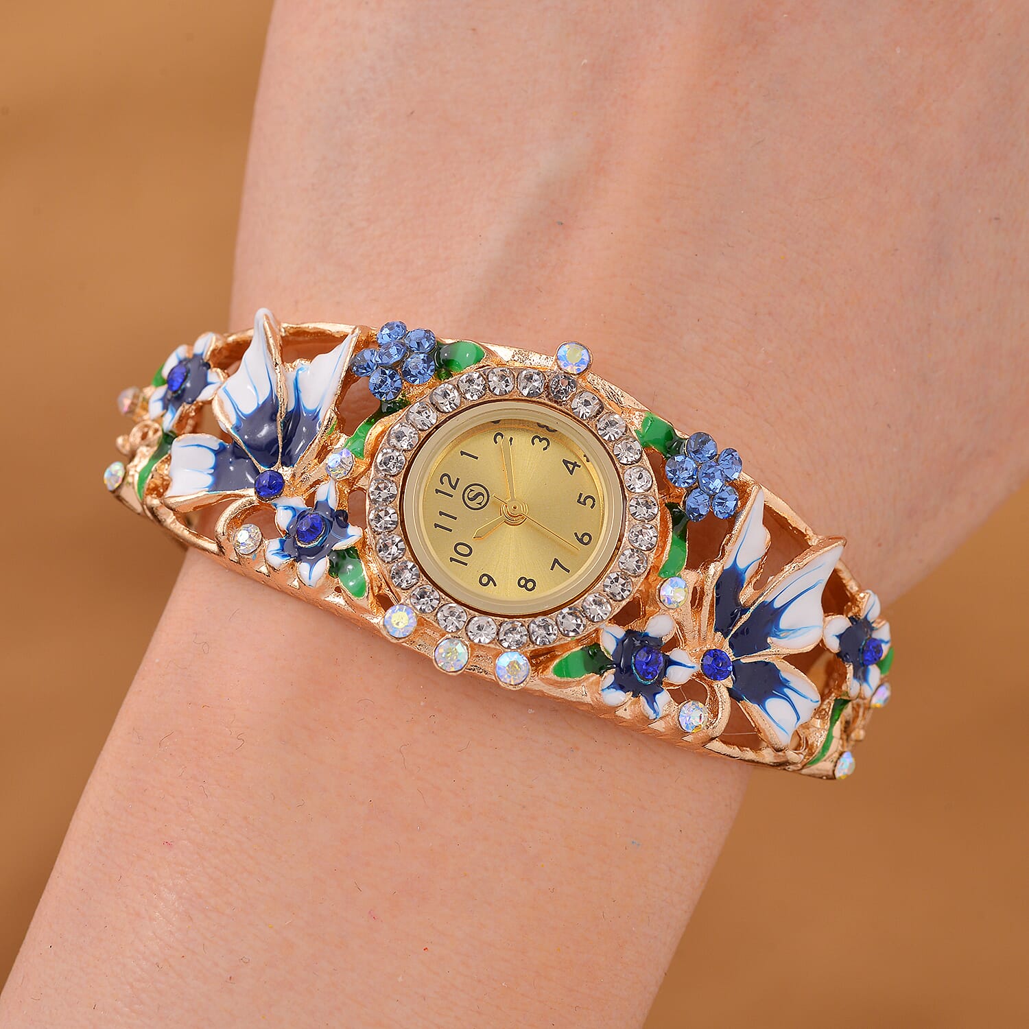 Strada Multi Colour Enameled Crystal Watch - Navy Multi