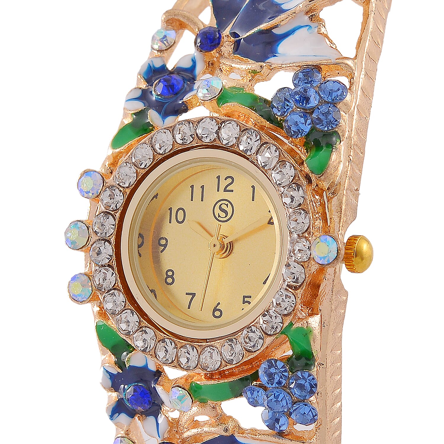 Strada Multi Colour Enameled Crystal Watch - Navy Multi