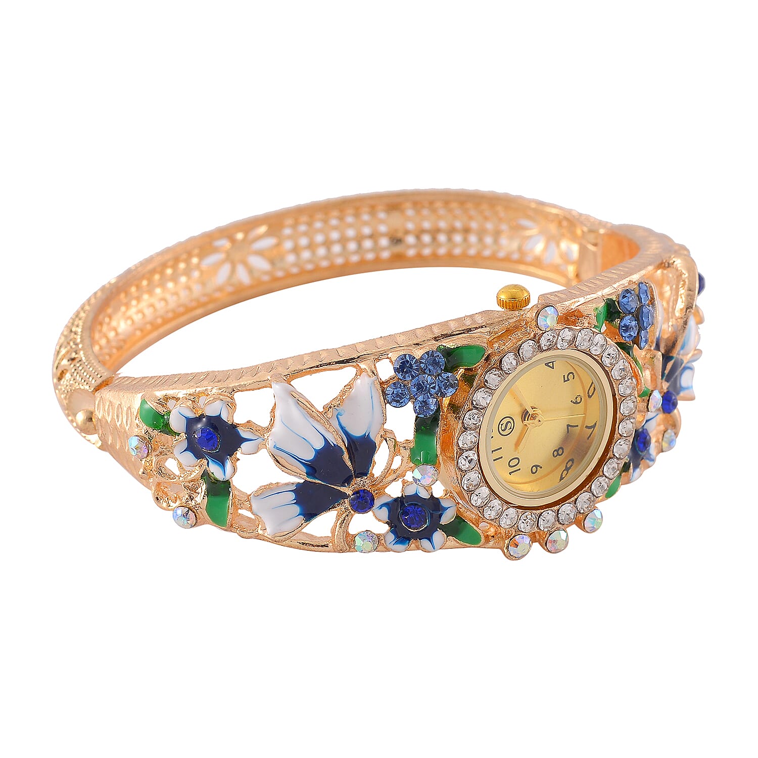 Strada Multi Colour Enameled Crystal Watch - Navy Multi