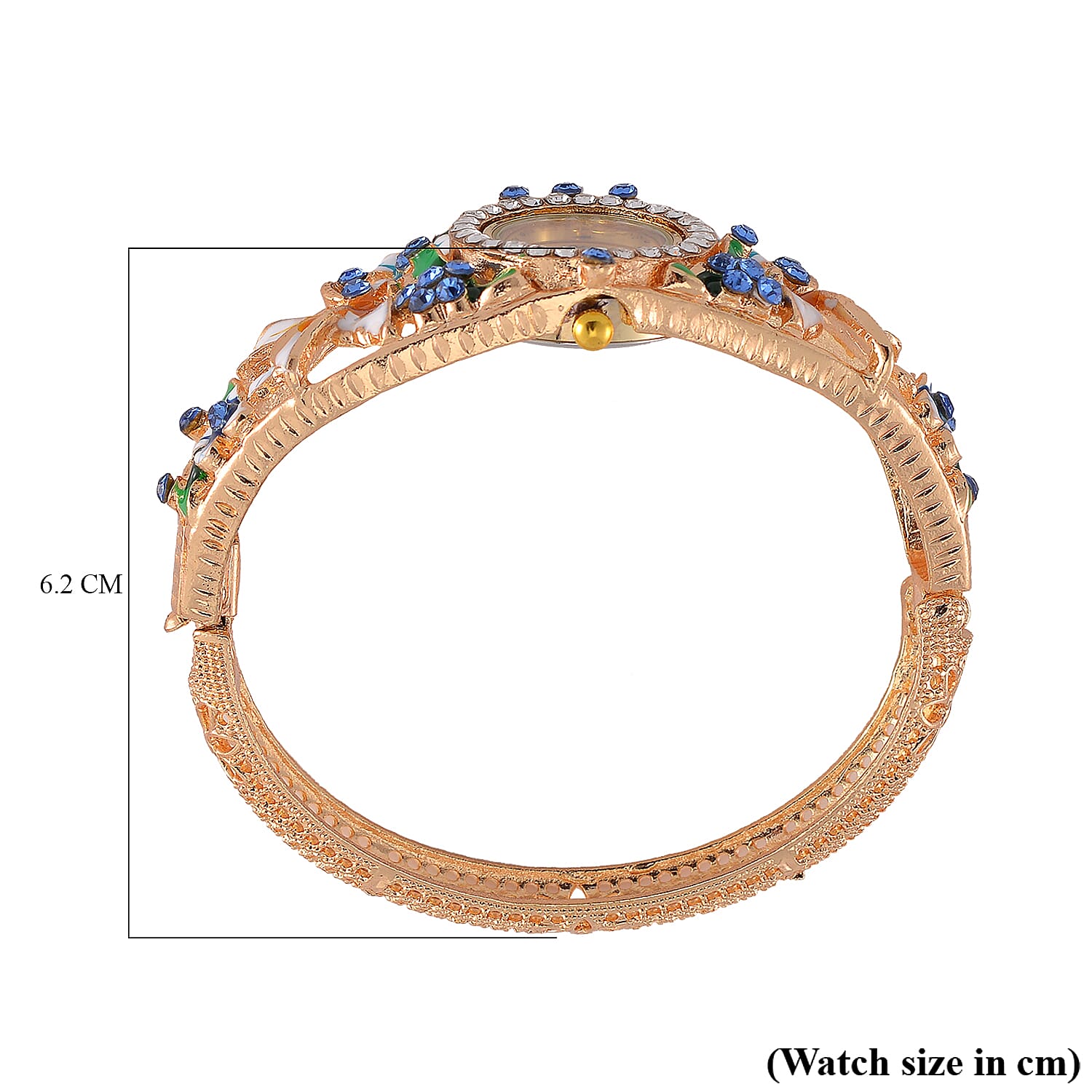 Multi Colour Crystal & Enamelled Bangle Watch With Gift Box