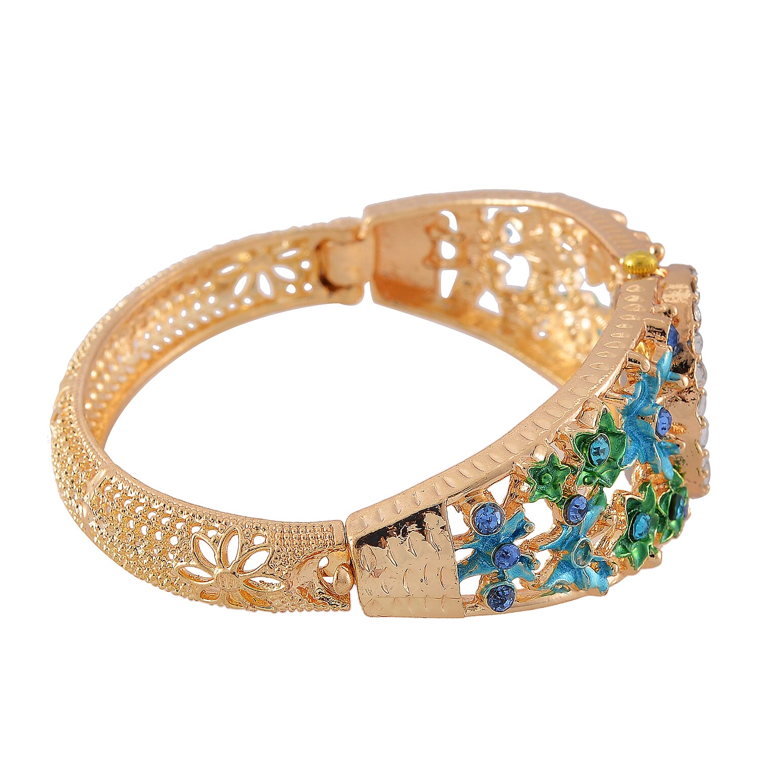 Multi Colour Crystal & Enamelled Bangle Watch With Gift Box