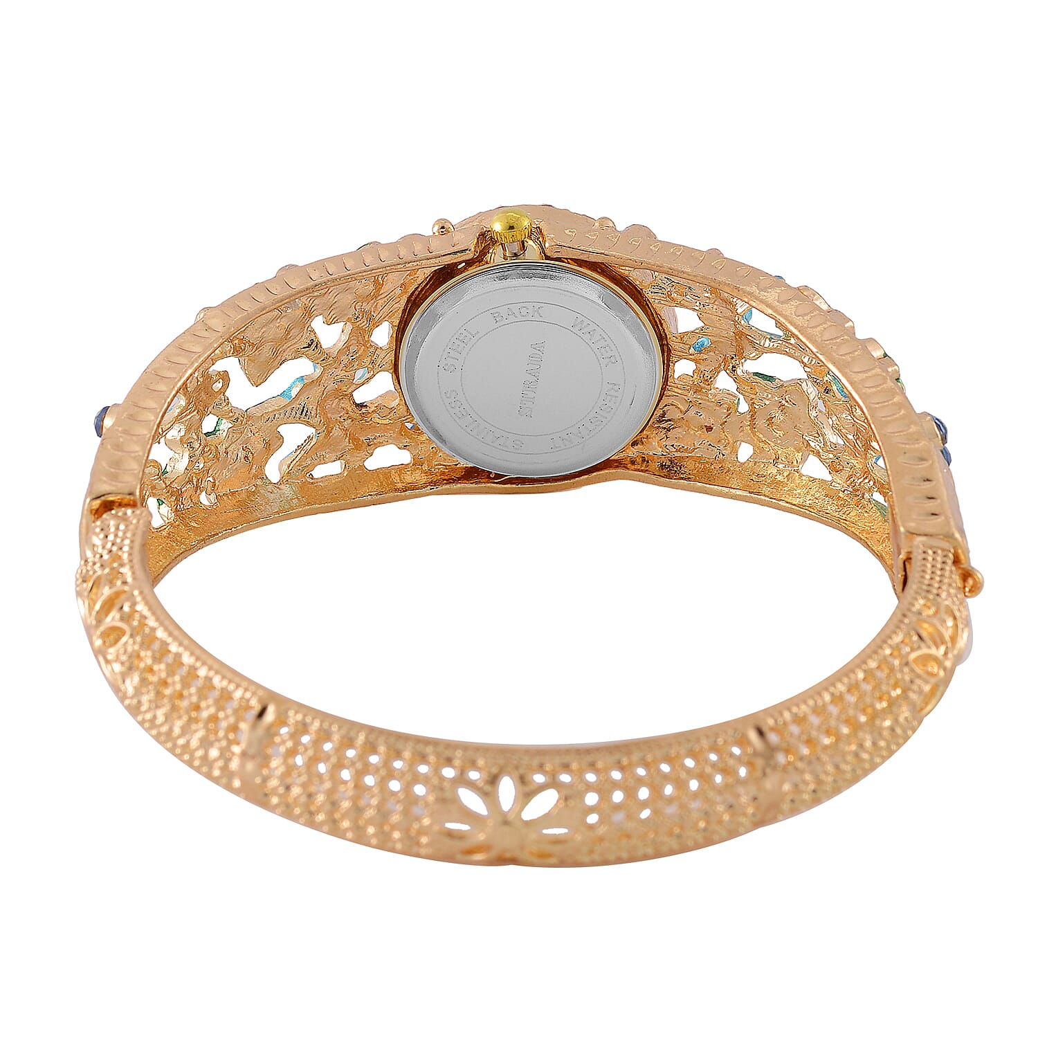 Multi Colour Crystal & Enamelled Bangle Watch With Gift Box