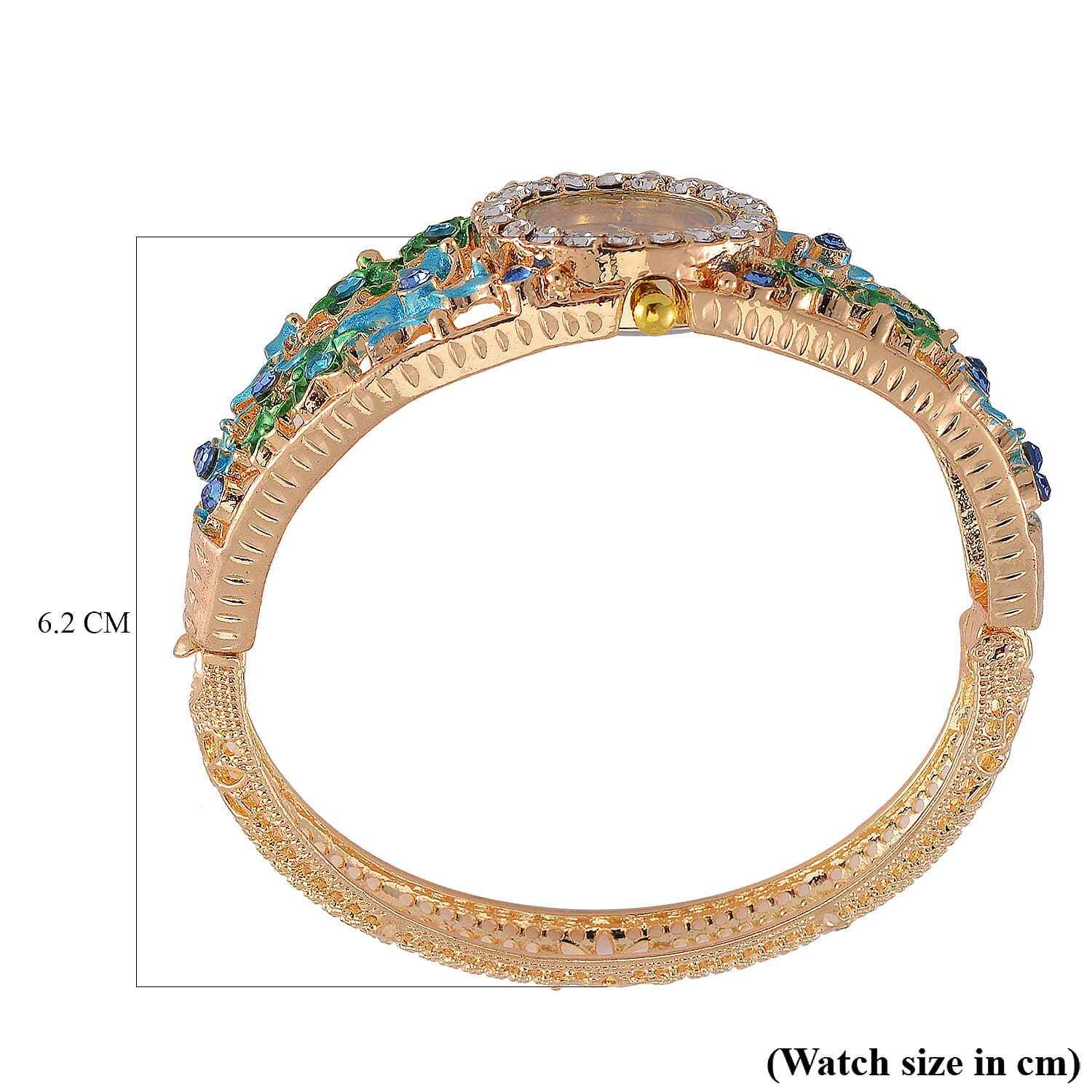 Multi Colour Crystal & Enamelled Bangle Watch With Gift Box