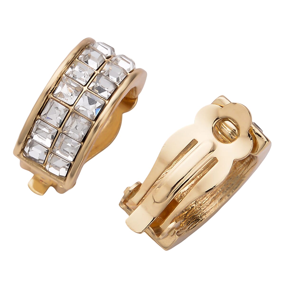 One Time Deal- White Crystal Clip on Earrings