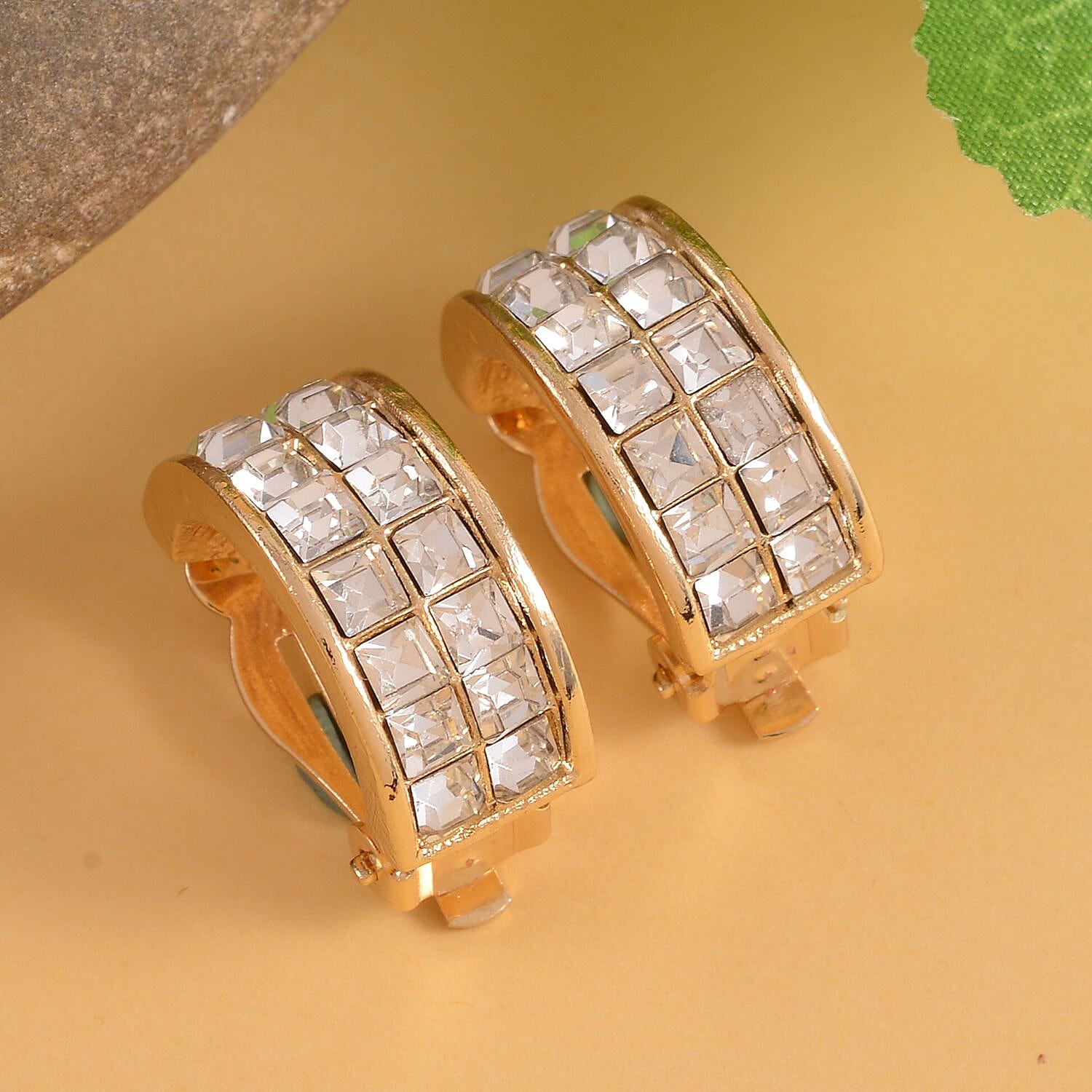 One Time Deal- White Crystal Clip on Earrings