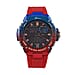 GENOA TIME V2 Japanese Movt. 5ATM Water Resistant Black Dial Mens Watch with Red & Blue Tone TPU Strap