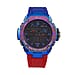 GENOA TIME V2 Japanese Movt. 5ATM Water Resistant Black Dial Mens Watch with Red & Blue Tone TPU Strap
