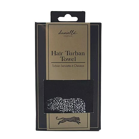 Danielle Black Leopard Turban Hair Towel