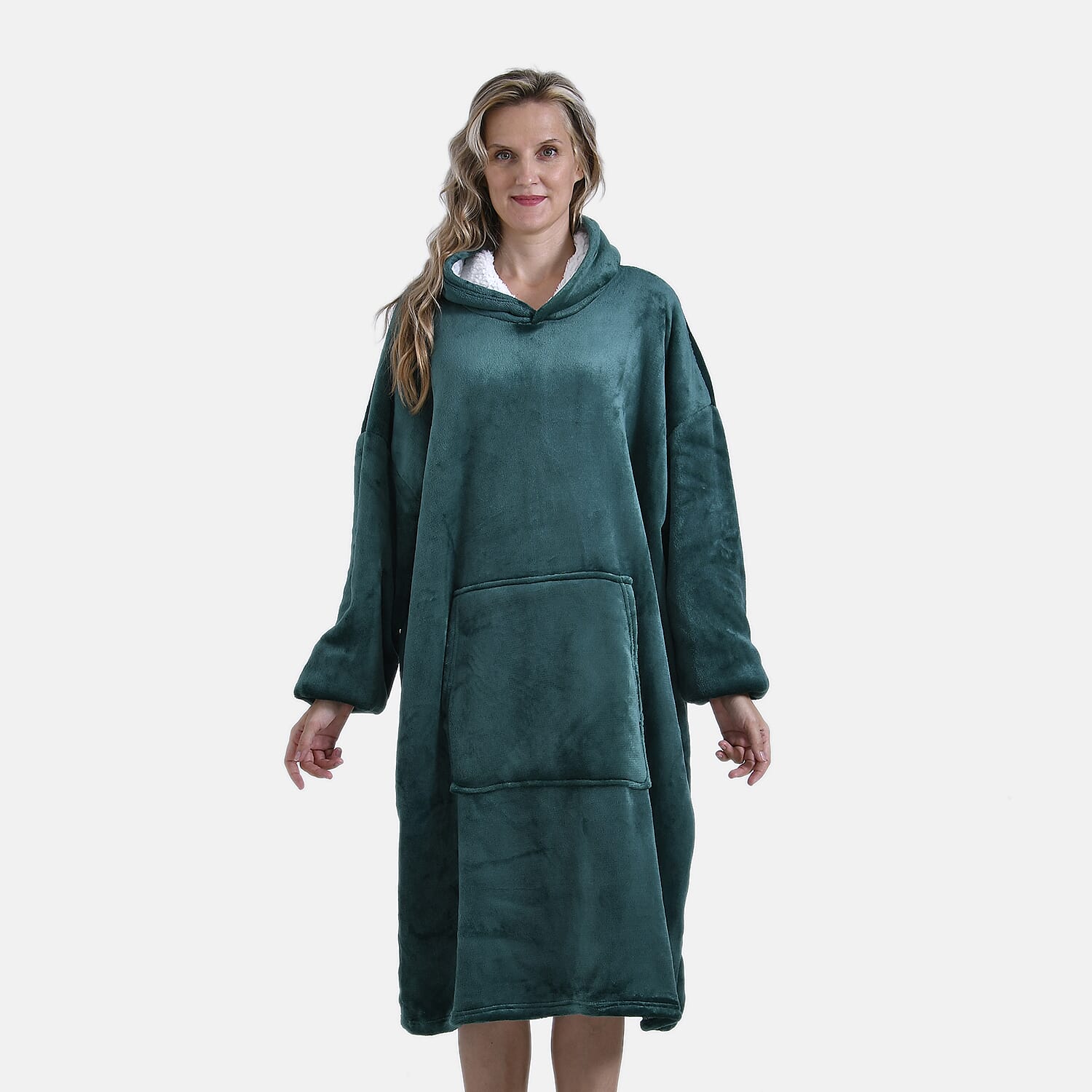 Charcoal Fleece Hoodie Blanket (One Size) - Green Charcoal Fleece Hoodie Blanket (One Size) - Green