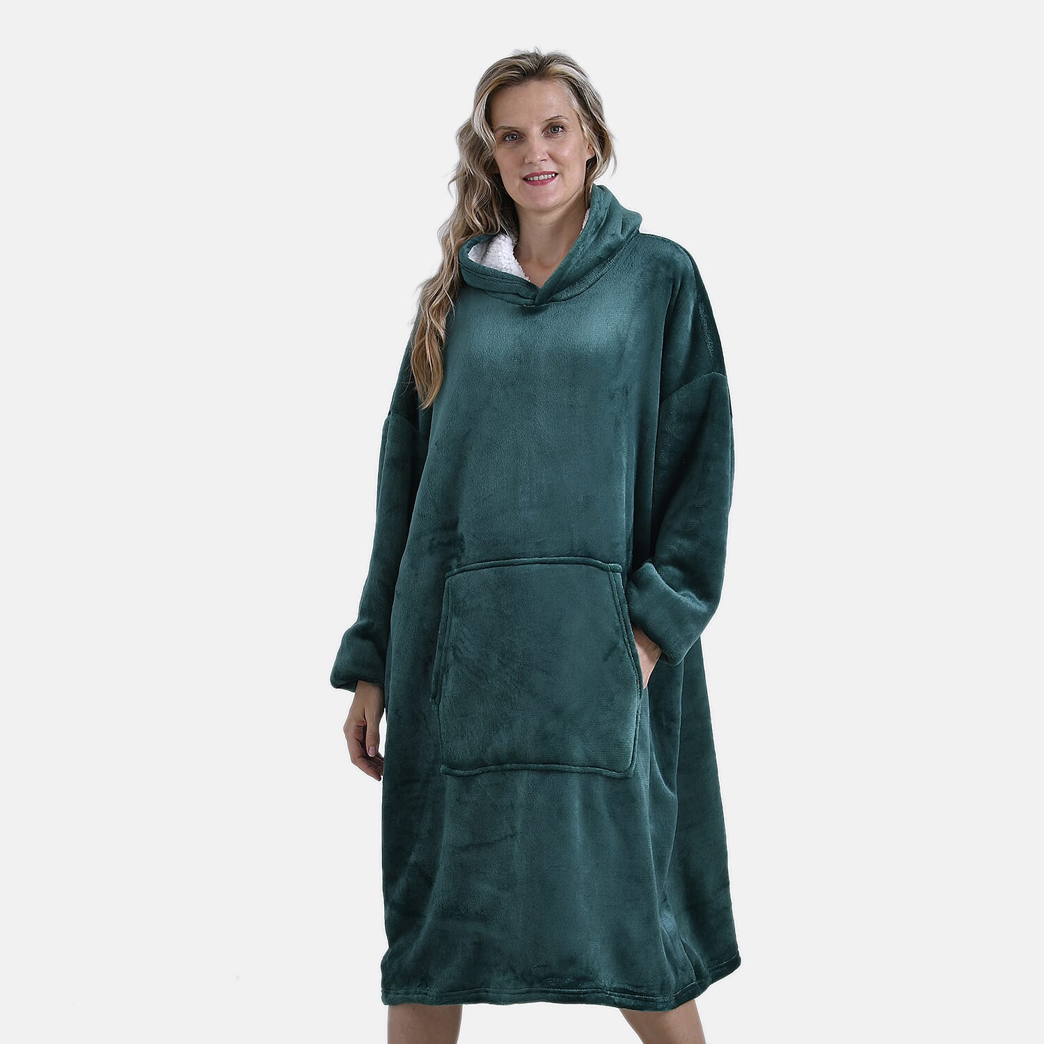 Charcoal Fleece Hoodie Blanket (One Size) - Green Charcoal Fleece Hoodie Blanket (One Size) - Green