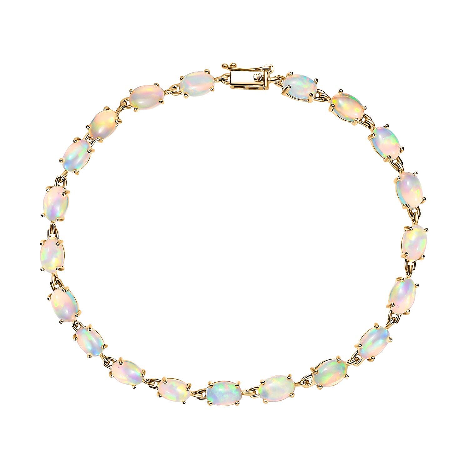 9K Yellow Gold  AAA   Ethiopian Opal  Cluster Bracelet (Size - 7.5) 5.34 ct,  Gold Wt. 3.28 Gms  7.000  Ct.