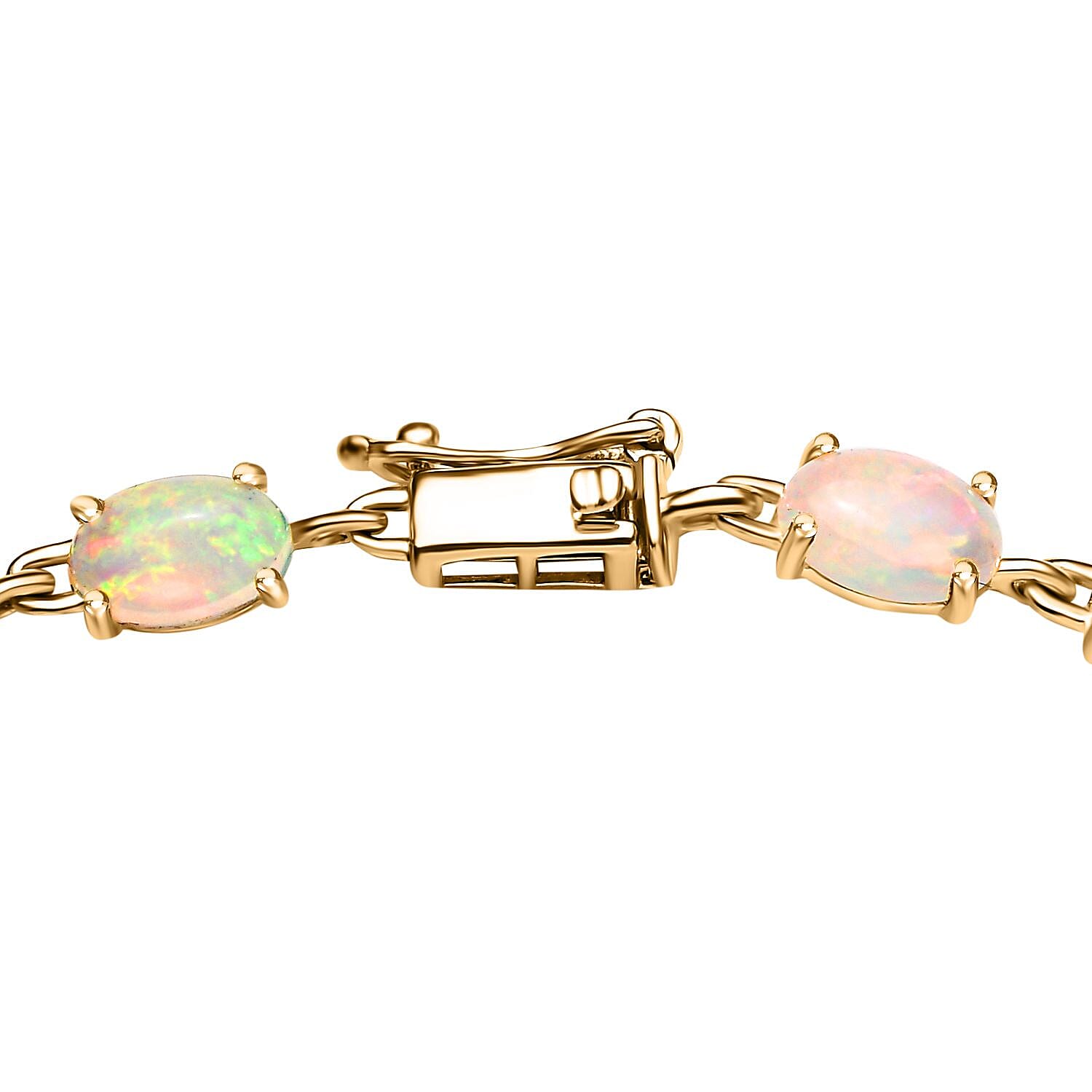 9K Yellow Gold  AAA   Ethiopian Opal  Cluster Bracelet (Size - 7.5) 5.34 ct,  Gold Wt. 3.28 Gms  7.000  Ct.