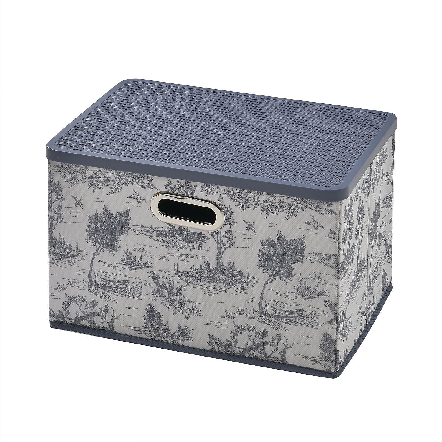 Set of 3 Foldable Storage Boxes (Size 26x17x17 cm) - Blue