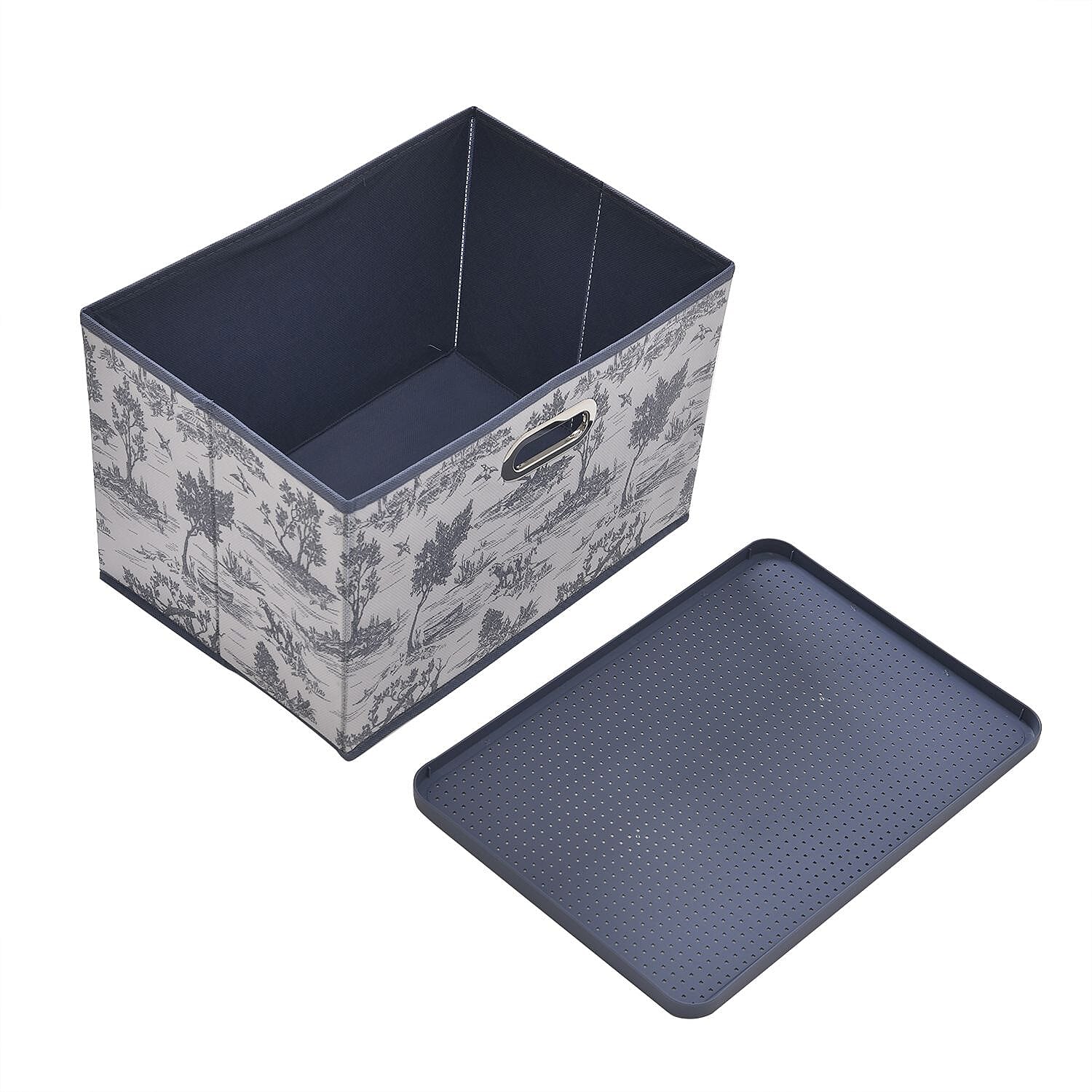 Set of 3 Foldable Storage Boxes (Size 26x17x17 cm) - Blue