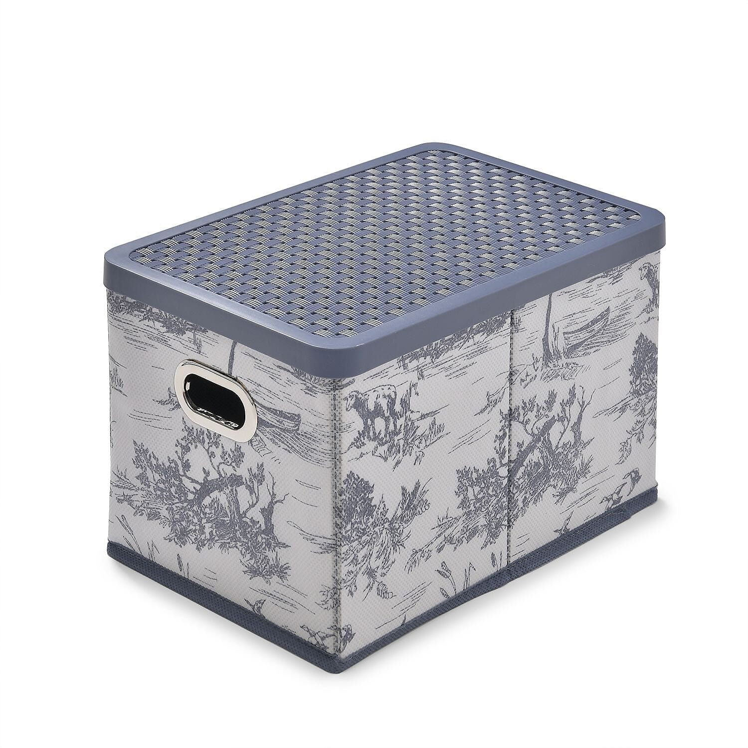 Set of 3 Foldable Storage Boxes (Size 26x17x17 cm) - Blue